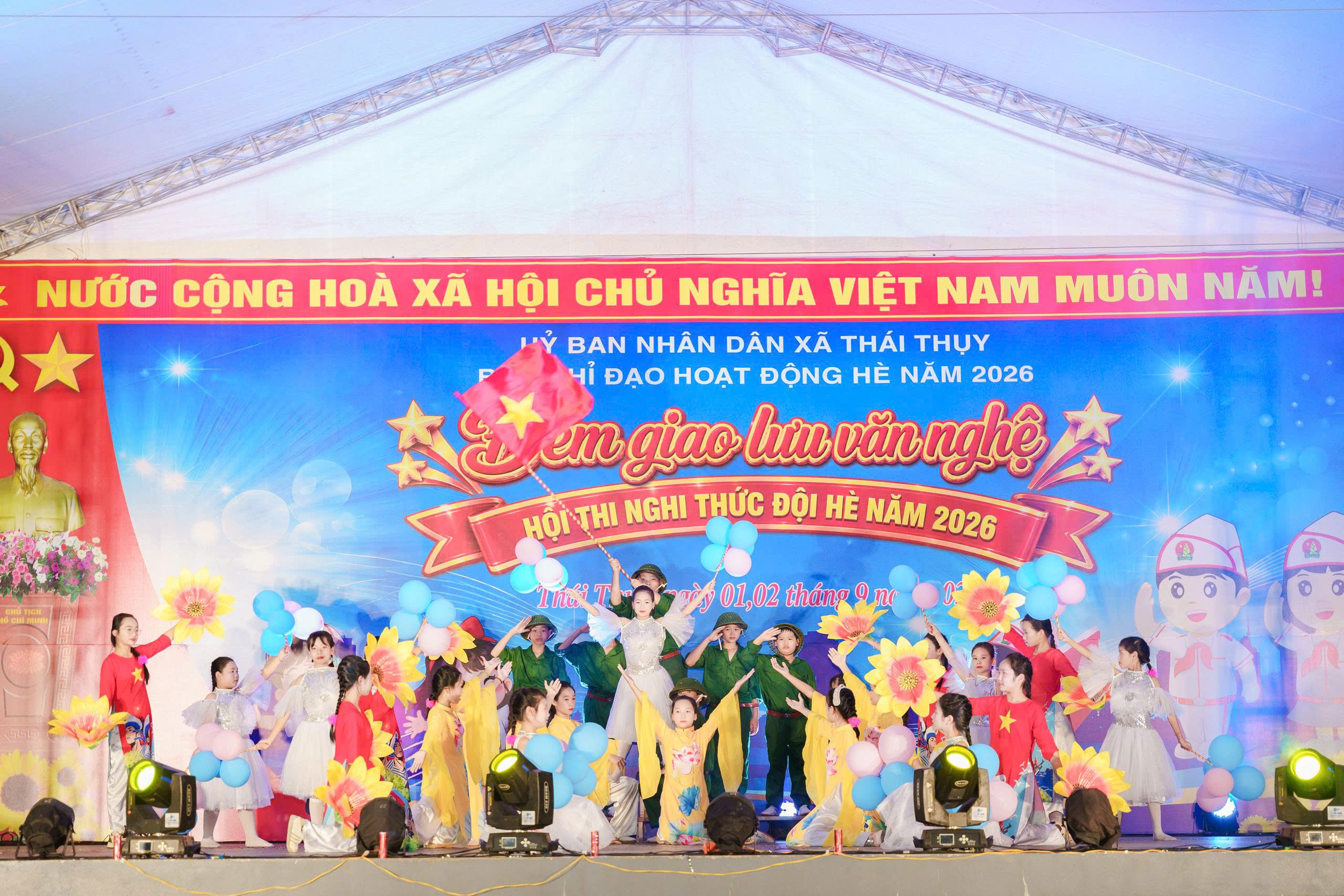 XÃ THÁI THỤY TỔ CHỨC ĐÊM GIAO LƯU VĂN NGHỆ CHÀO MỪNG QUỐC KHÁNH 2/9 VÀ TỔNG KẾT HOẠT ĐỘNG HÈ NĂM 2026