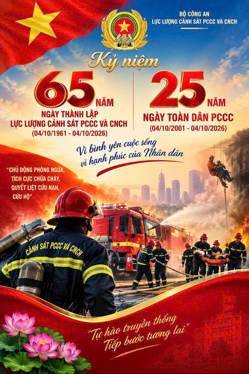 KỶ NIỆM 65 NĂM NGÀY THÀNH LẬP LỰC LƯỢNG CẢNH SÁT PCCC VÀ CNCH, 25 NĂM NGÀY TOÀN DÂN PHÒNG CHÁY, CHỮA CHÁY