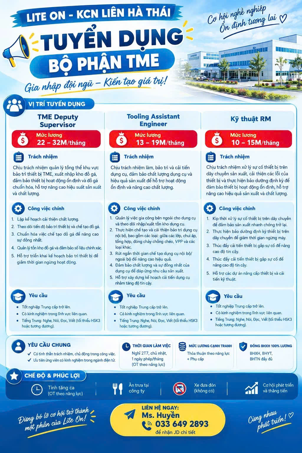 CÔNG TY LITE ON - KCN LIÊN HÀ THÁI TUYỂN DỤNG LAO ĐỘNG