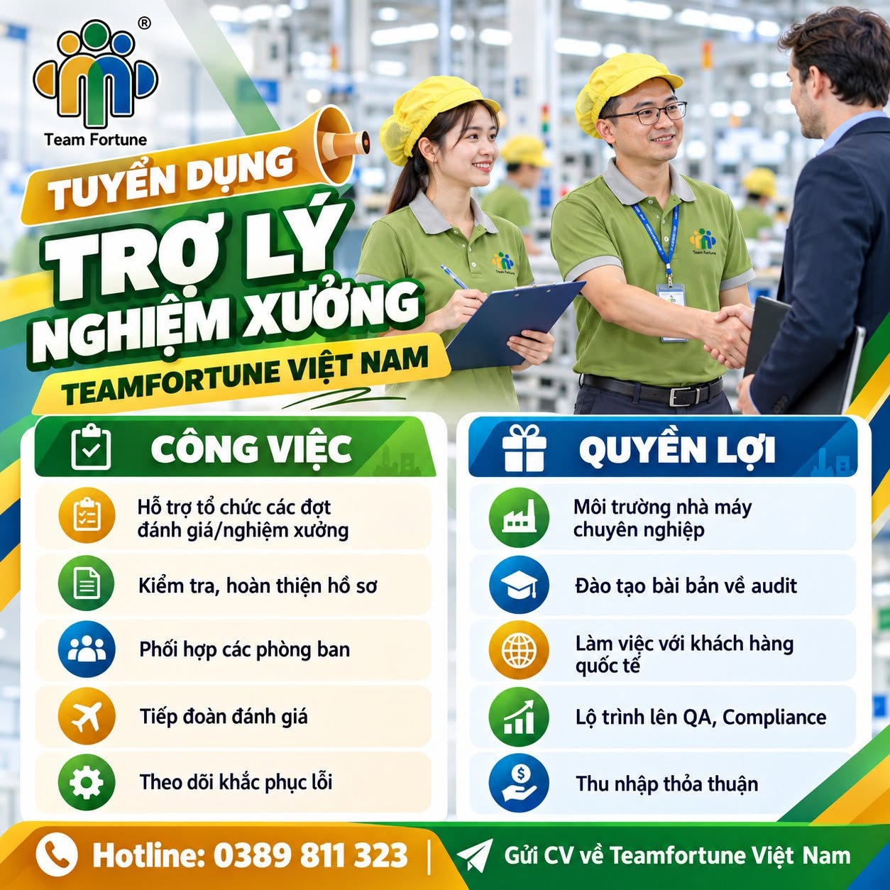TEAMFORTUNE VIỆT NAM TUYỂN DỤNG TRỢ LÝ NGHIỆM XƯỞNG
